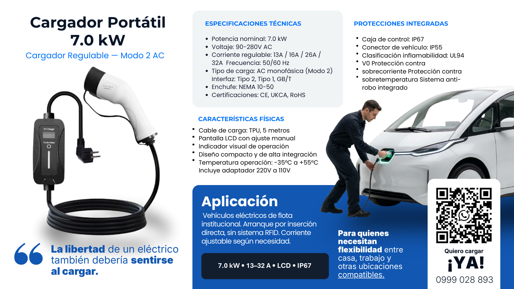 Cargador portátil 7.0 kW